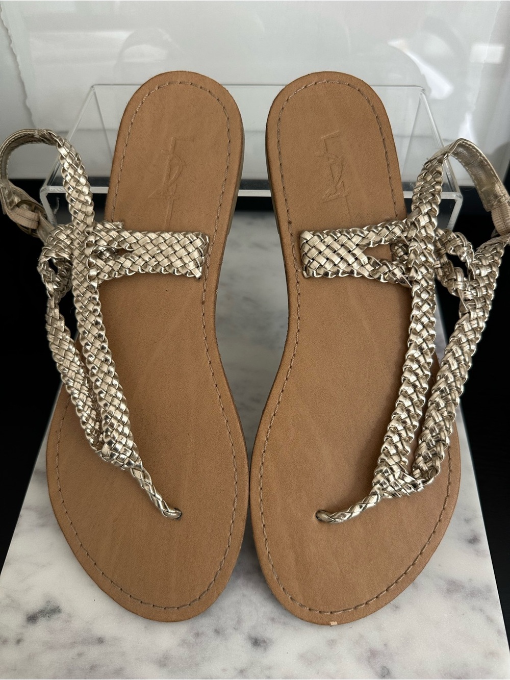Women’s Metallic Braided Strap Sandals - Gold